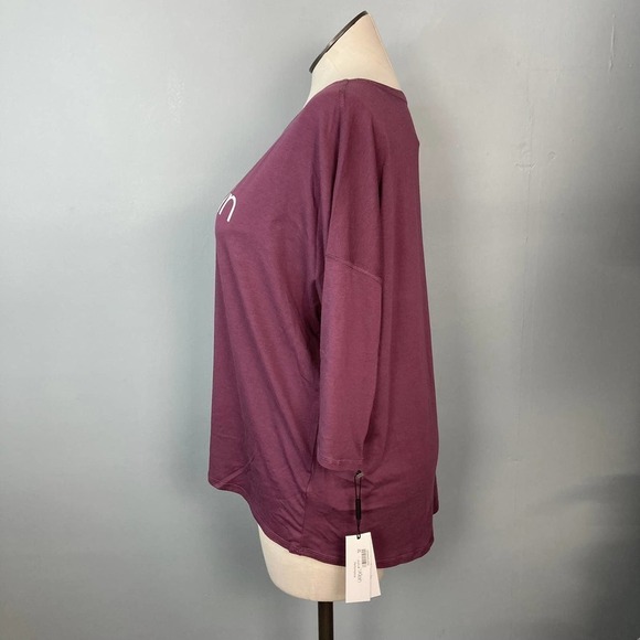 𝅺calvin Klein Performance Cabernet Logo Stretch 3/4 Sleeve Dolman Top Plus 1X - Picture 4 of 12